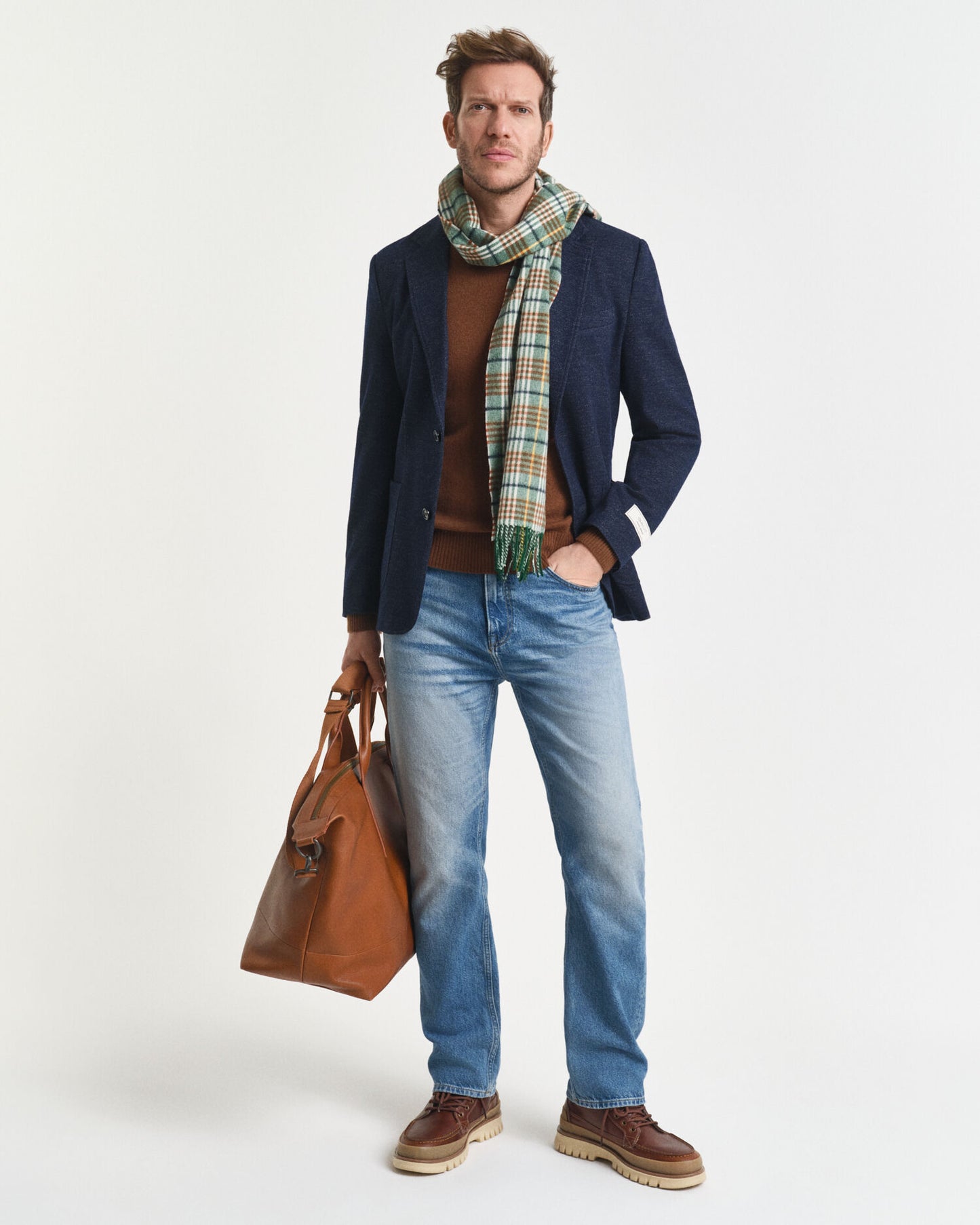 Two-Tone Wool Cotton Jersey Blazer