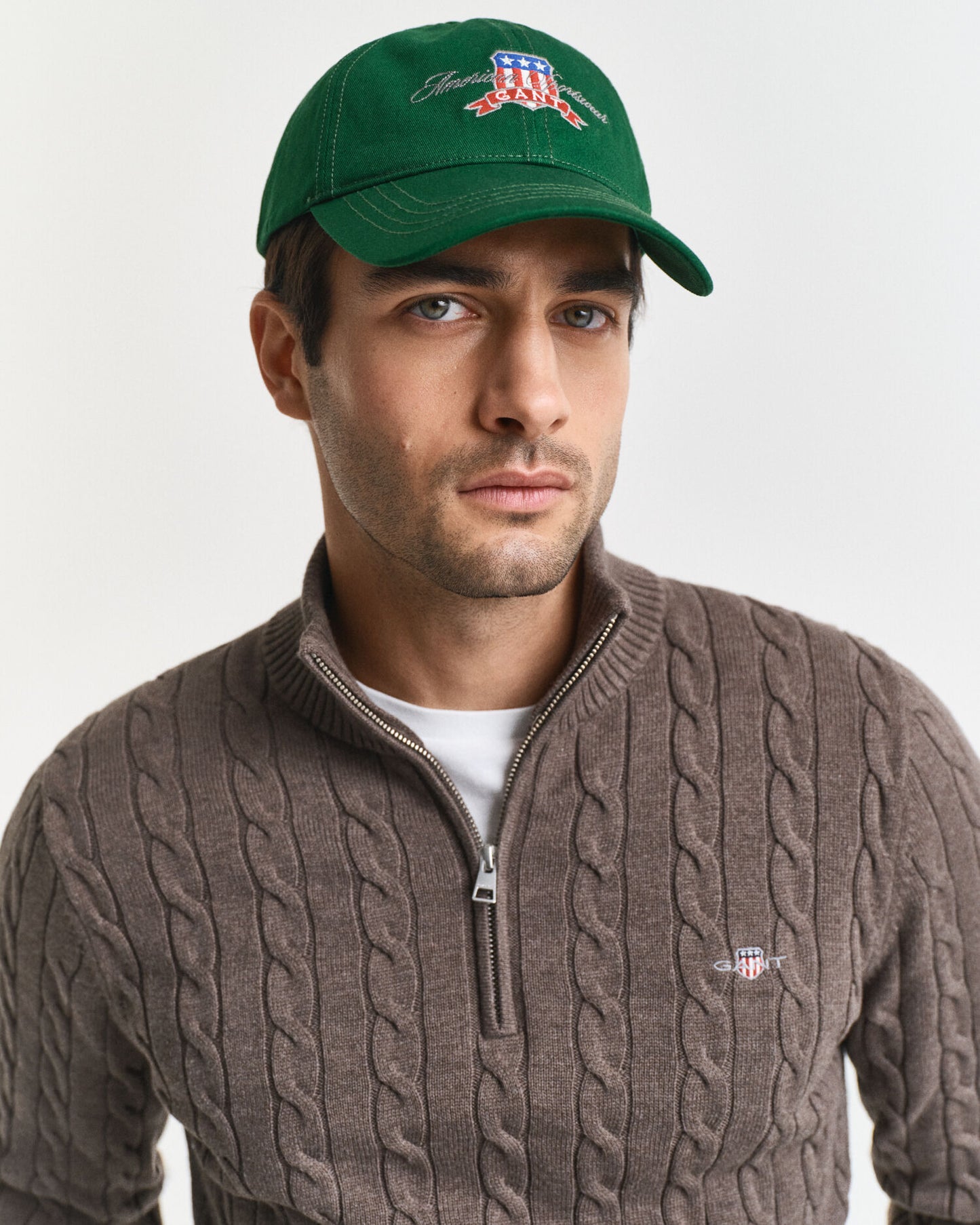 Cotton Cable Knit Half-Zip Sweater