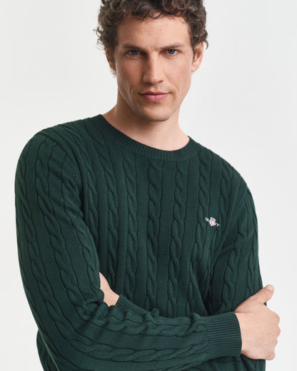 Cotton Cable Knit Crew Neck Sweater