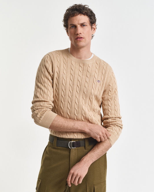Cotton Cable Knit Crew Neck Sweater