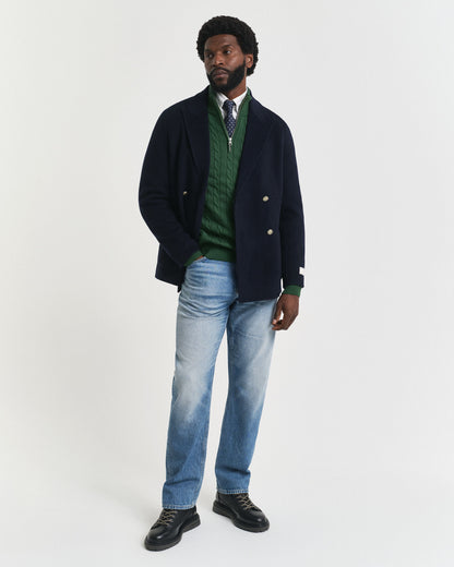Cotton Cable Knit Half-Zip Sweater