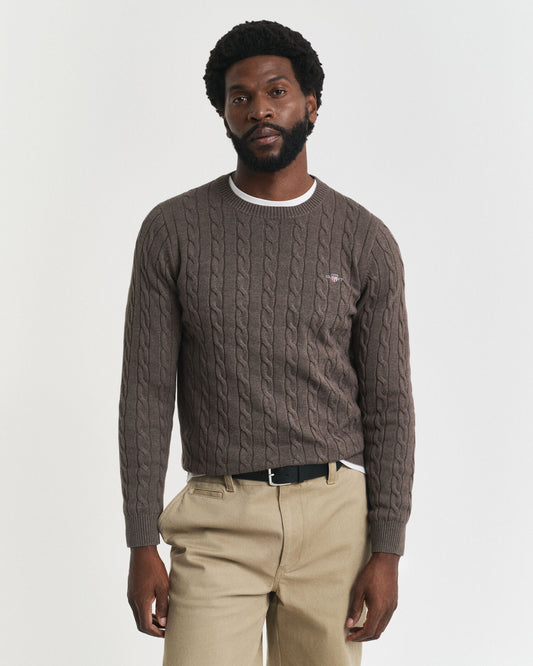 Cotton Cable Knit Crew Neck Sweater