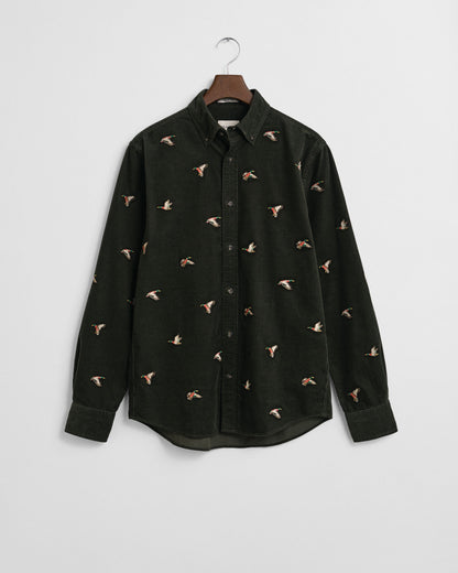 Regular Fit Embroidered Corduroy Shirt