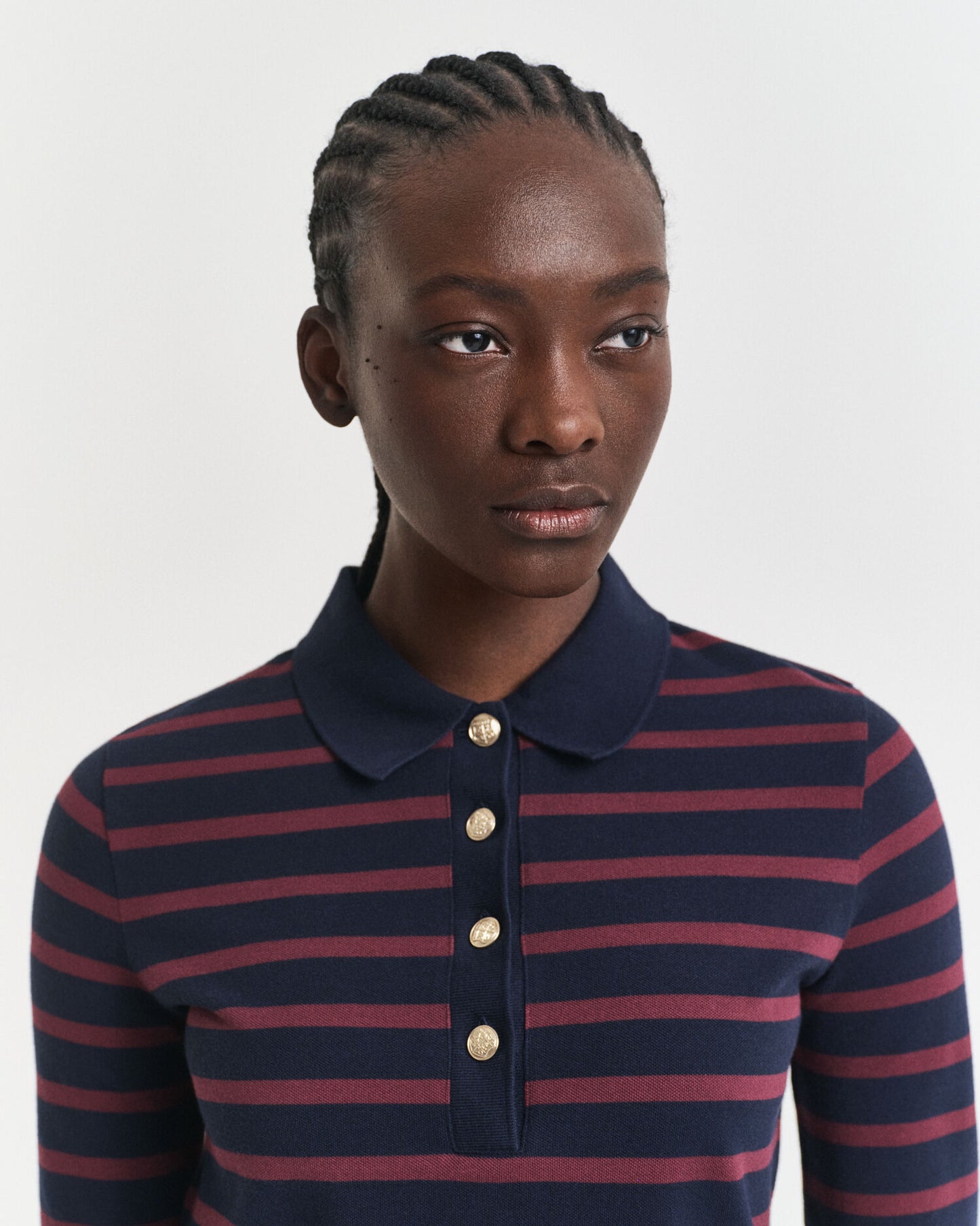Breton Striped Long Sleeve Piqué Polo Shirt