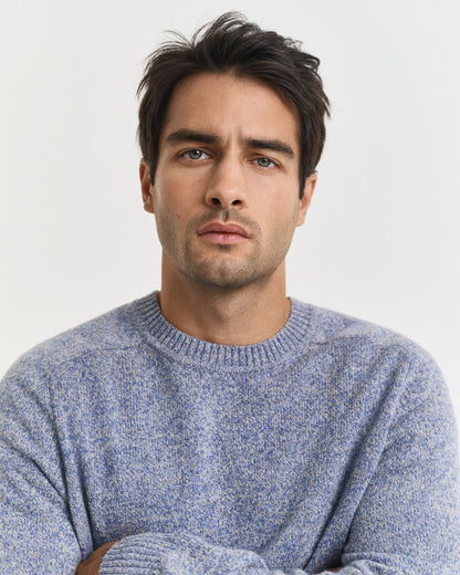 Wool Blend MoulineCrew Neck Sweater