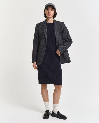 Stretch Cotton Cable Knit Crew Neck Dress